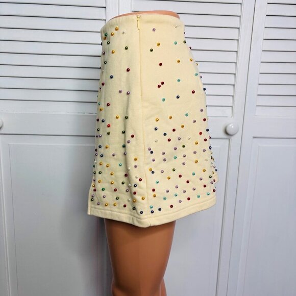 NEW QUEEN OF SPARKLES Ivory Scattered Pearl Mini Skort Size Small - Picture 3 of 8